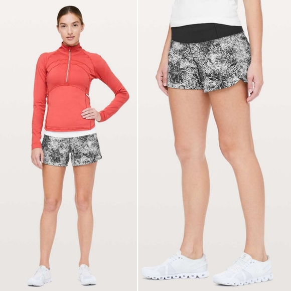 lululemon athletica Pants - Lululemon Run Times Short II in Serigraph Alpine White Black Multi / Black